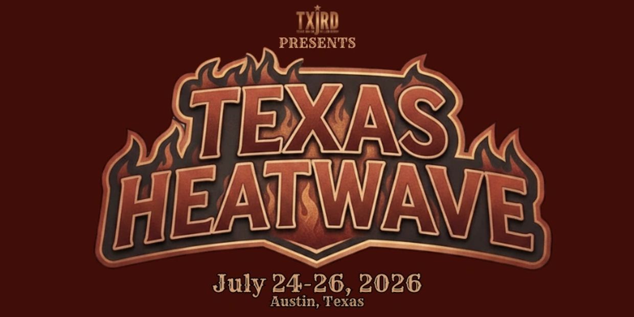 Texas Heatwave event logo with fire-themed design, July 24-26, 2026 in Austin, Texas.