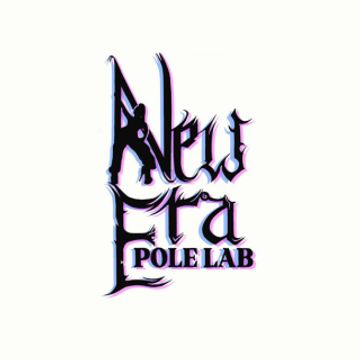 Stylized text logo reading 'New Era POLE LAB' with artistic black and purple accents.