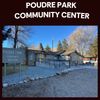 Entrance of Poudre Park Community Center at dusk.