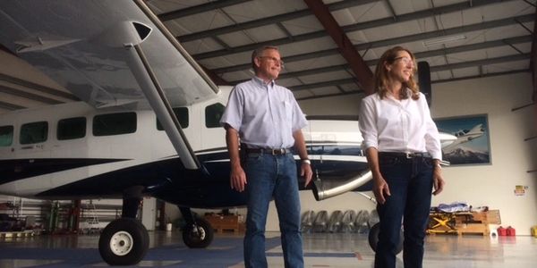 Island Air's founder, Jaqueline Hamilton, with her husband Will.  