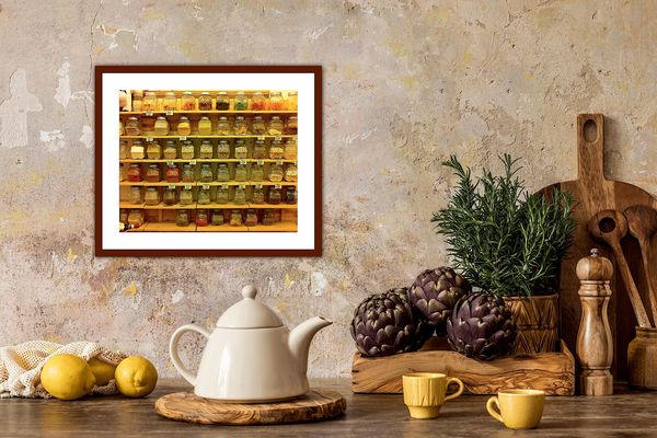 Spice jars at a delicatessen