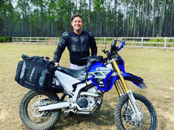 Davis Hart behind his Yamaha WR250R motorcycle 