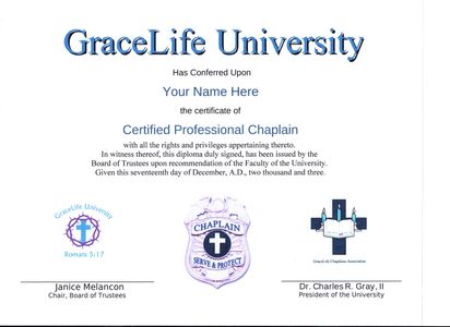 GraceLife University Chaplain Certification Chaplain Training