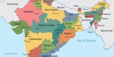 Map of India showing states and neighboring countries.
