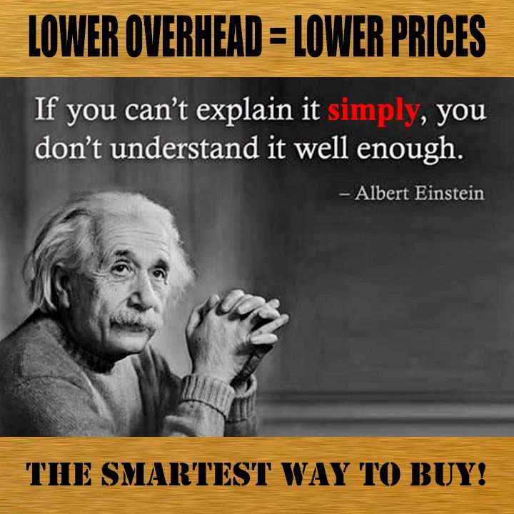 Albert Einstein quote on simplicity and understanding with buying advice.