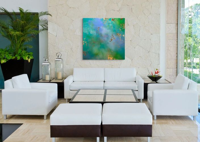 Dreaming of Kilauea, 36"x 36", acrylic, gold leaf on gallery wrap canvas
