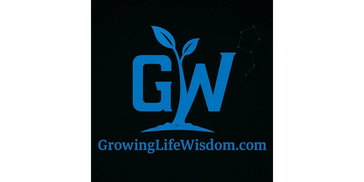Blue GW logo with a growing plant and website name on black background.