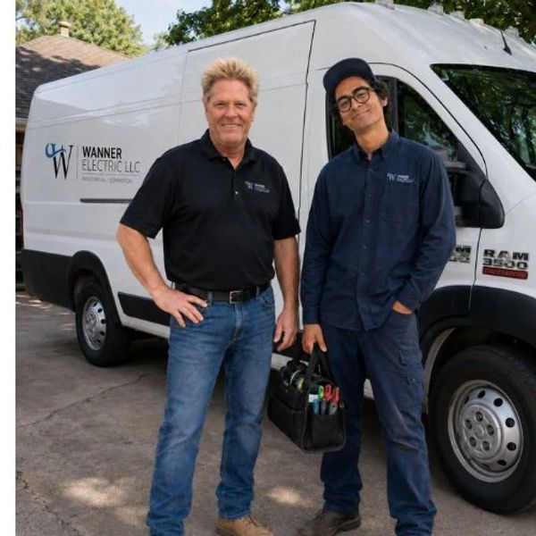 Steve and Sean with Wanner Electric LLC standing in front of their service van.