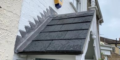 Porch re-roof using slates and leadwork