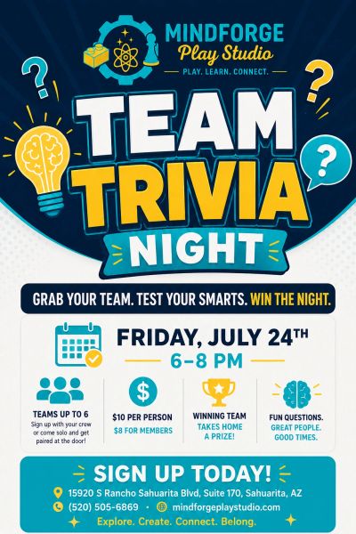 Team Trivia Night event flyer with date, time, and sign-up details.