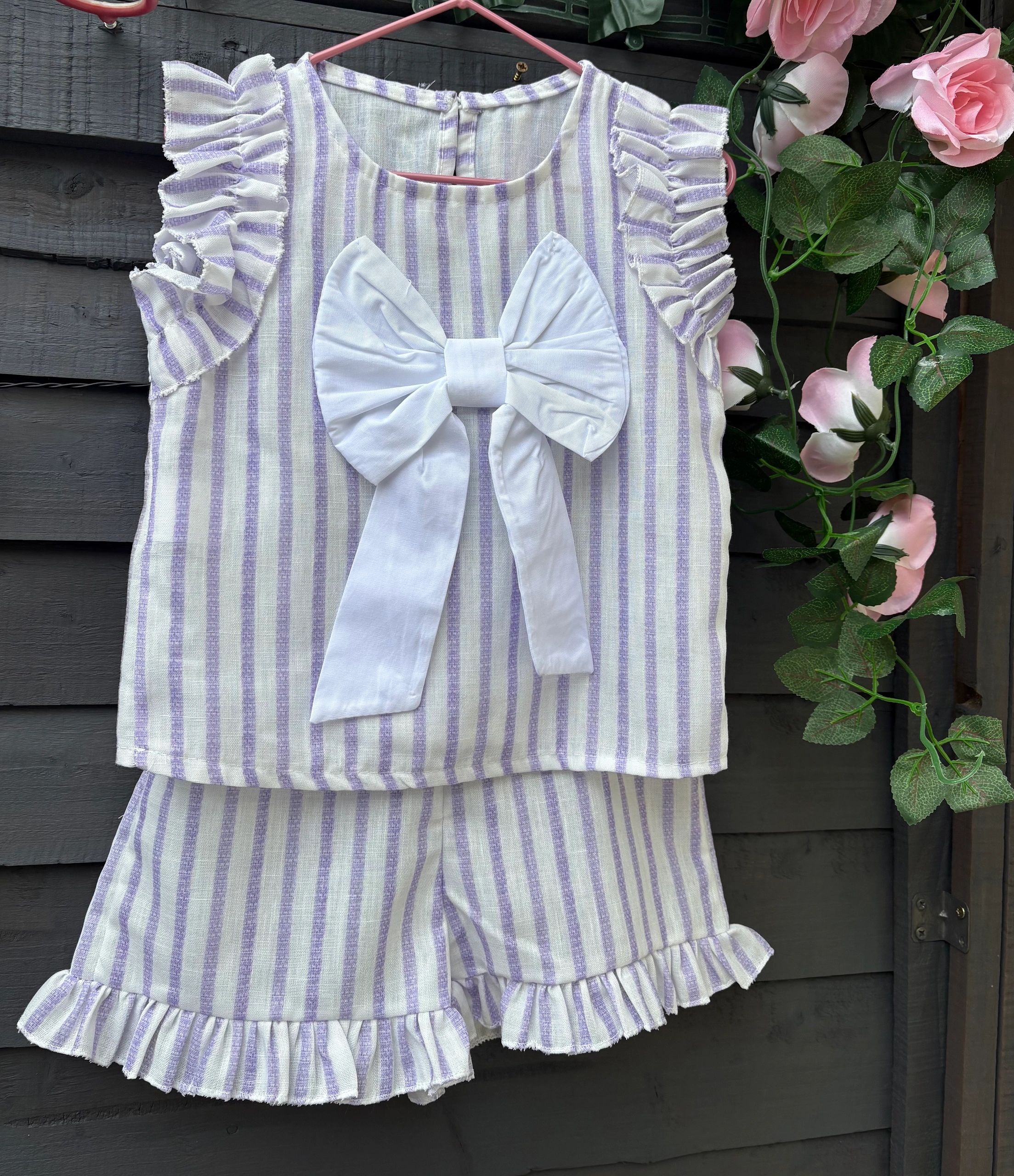 💜 Lavender Sugar Stripe Short Set