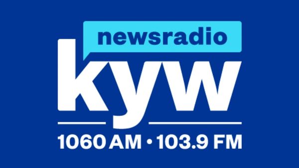 Logo of KYW Newsradio with frequencies 1060 AM and 103.9 FM.