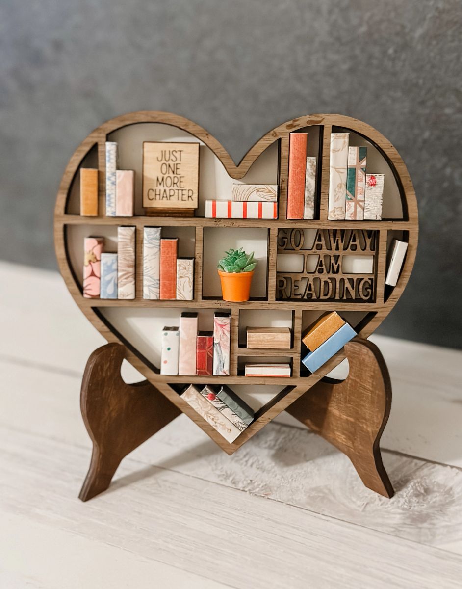 Custom Initial Book Lover Miniature Bookshelf