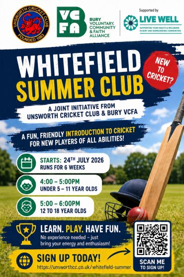 Whitefield Summer Club offers cricket for kids aged 5-18, starting July 24, 2026.