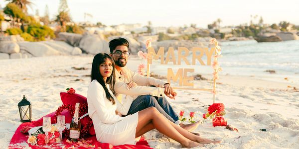 Clifton Beach Proposal picnic set up