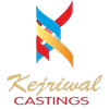 Colorful intertwined ribbons logo with text 'Kejriwal CASTINGS'.