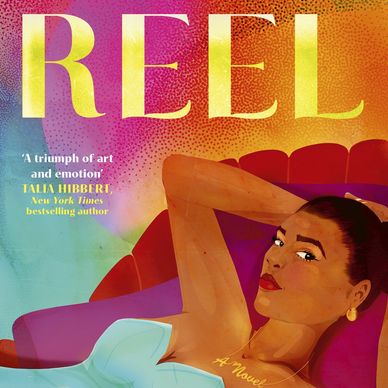 Illustrated book cover of a woman reclining with 'REEL' in bold letters above.