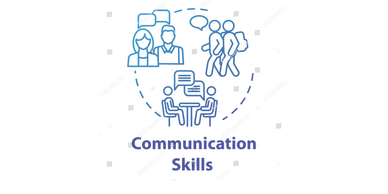 Illustration representing communication skills with people talking and interacting.
