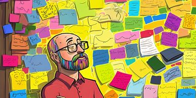 AI Agilist met post-its op muur