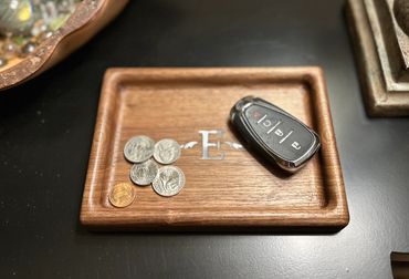 Handcrafted Medium Valet Tray in Walnut with mother of pearl inlay