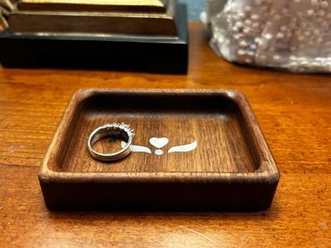 Handcrafted gift - Small ring tray with mother of pearl inlay