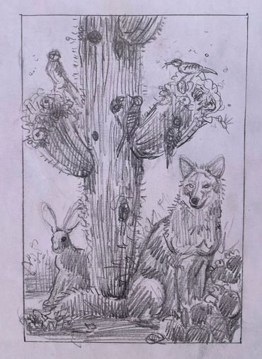 Sketch composition design rough pencil black and white thumbnail drawing