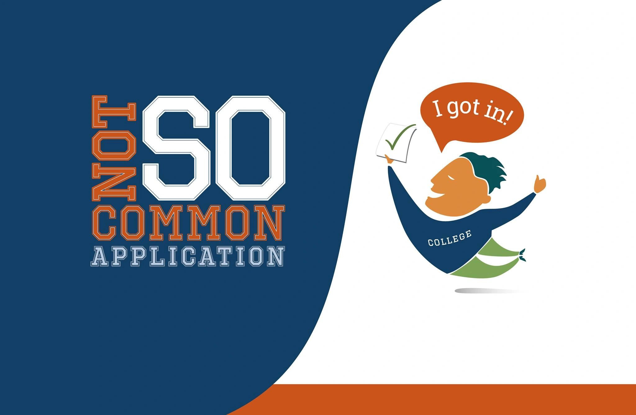 Happy college student celebrates acceptance with a Common Application form.