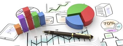 Business charts and graphs with a pen and phone.