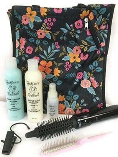 Wig Care Kit with wig shampoo, wig conditioner, wig hair spray, wig brush, 1" hot air brush & hook