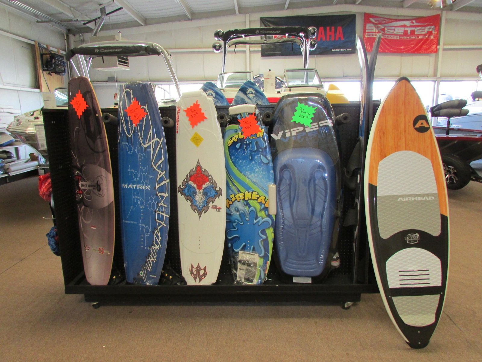 Variety of wake surf boards in stock!