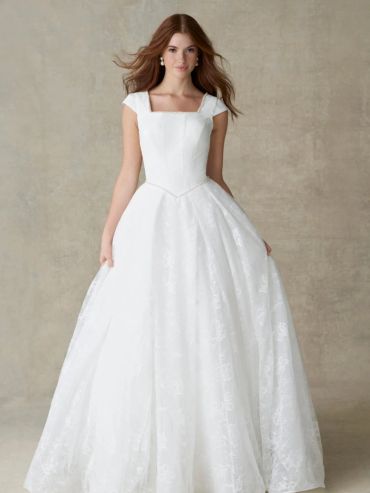 Woman in a white wedding gown.