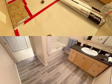 Luxury Vinyl Plank (LVP) bathroom floor renovation