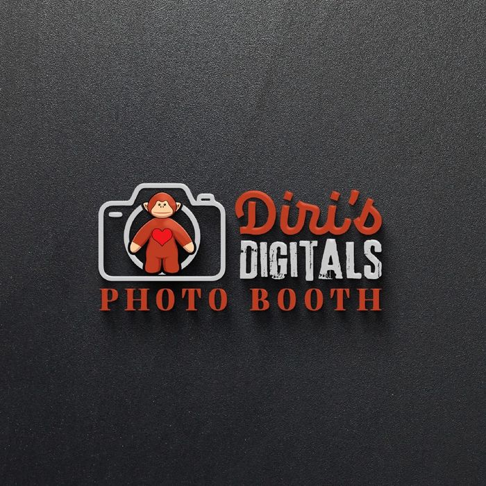 Logo for Diri's Digitals Photo Booth with a cute monkey inside a camera icon.