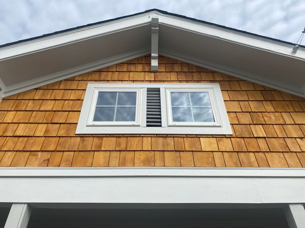 Cedar shake siding on a gable
