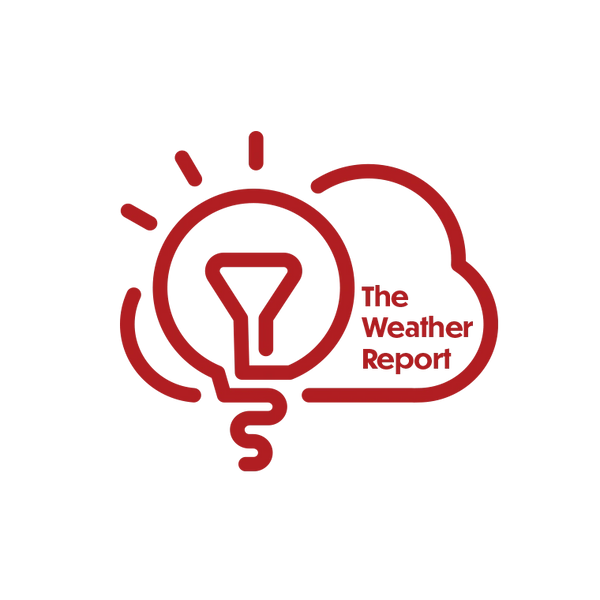 The Weather Report Logo with red cloud and light bulb