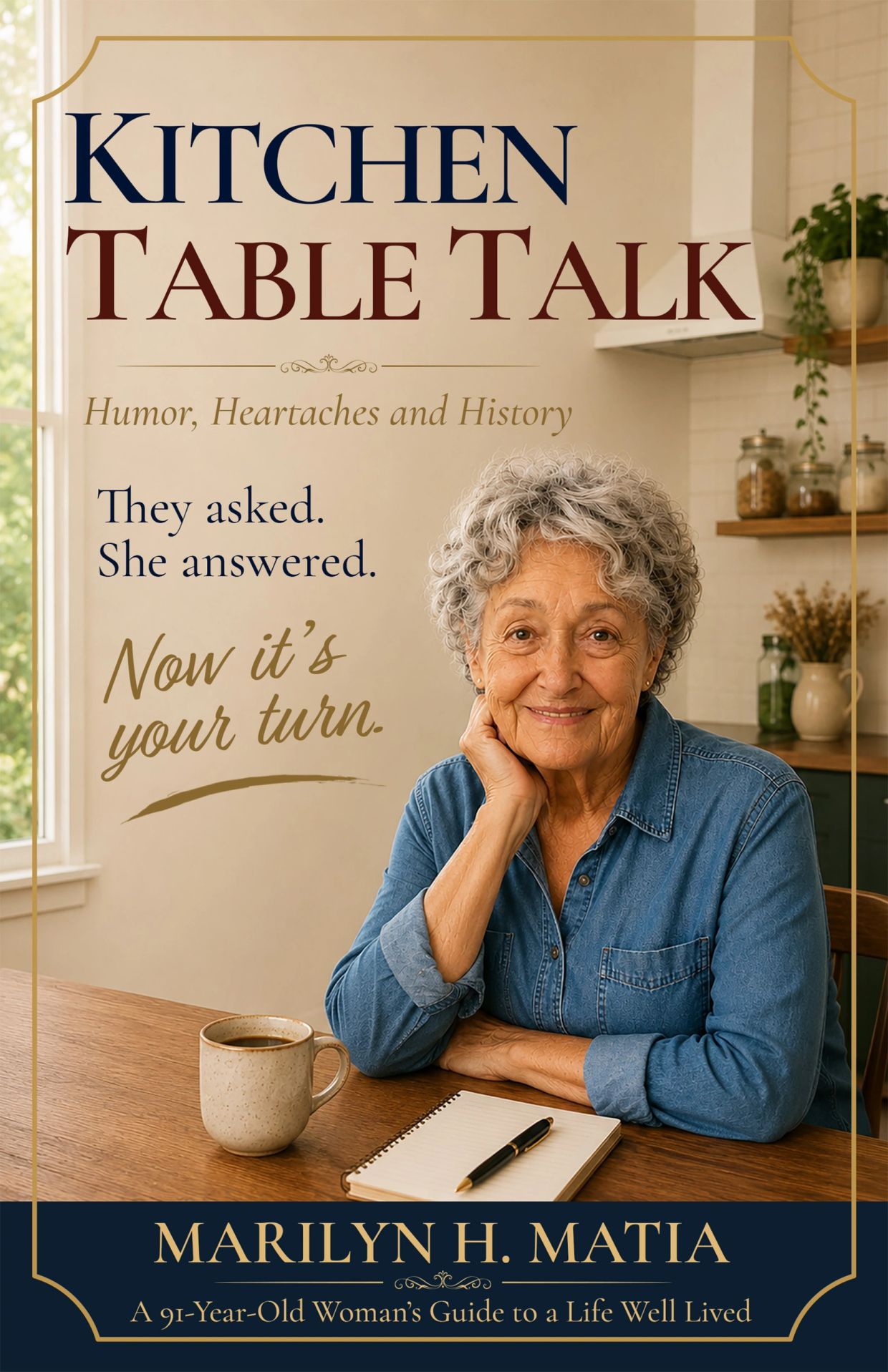 Book cover featuring Marilyn H. Matia and a cozy kitchen setting.