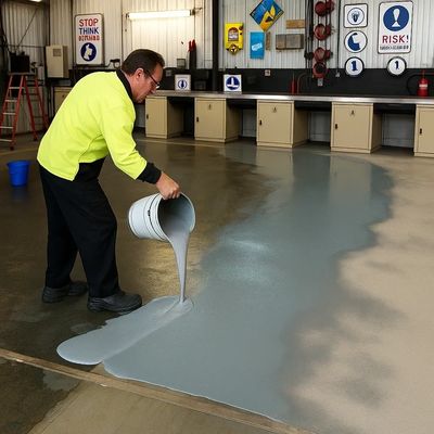 epoxy floor applied in a Sydney industrial workshop,durable, non-slip, chemical resistant finish