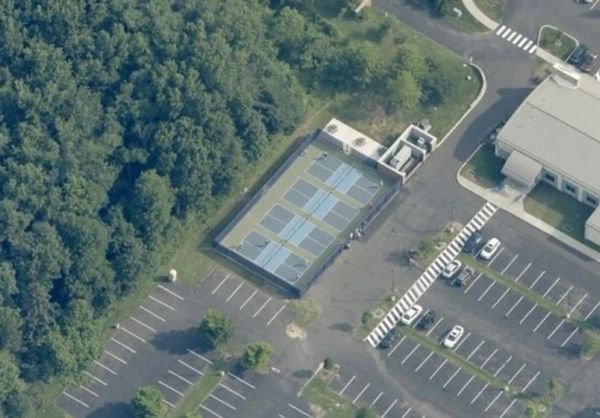 Arial view of the original four Horsham pickleball courts