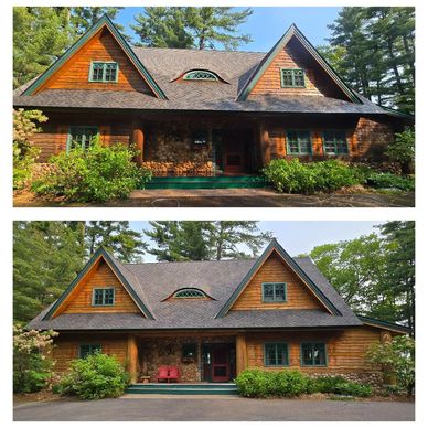 Before and after picture of house'