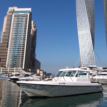 A 35-Feet Fishing Yacht for Best fishing experience in Dubai Marina