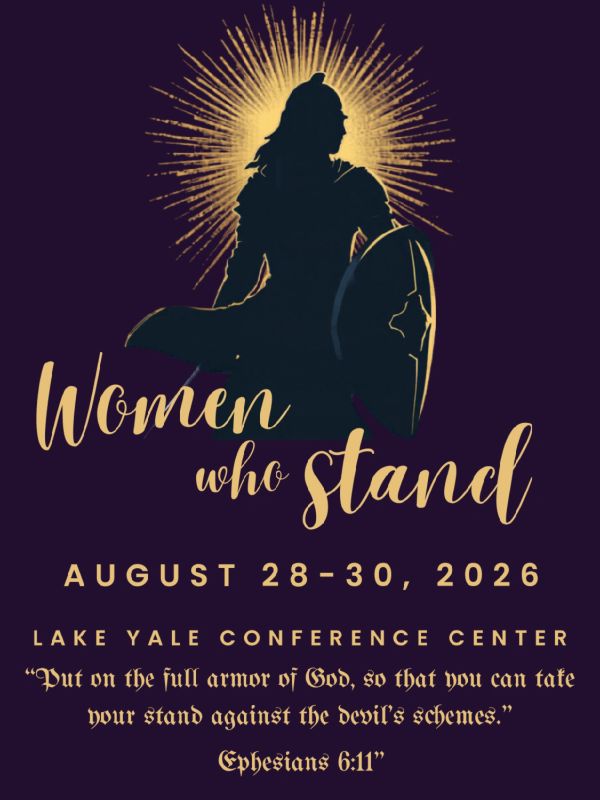 Women who stand conference poster with warrior woman silhouette.
