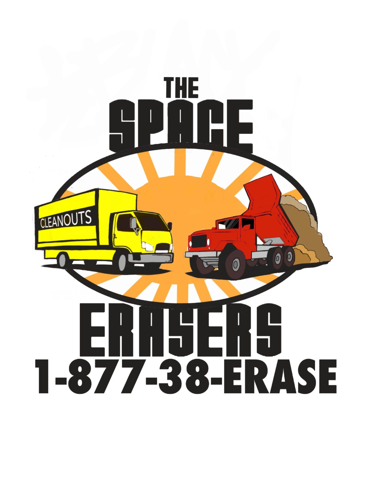 Logo for The Space Erasers cleanout and dump truck service.