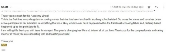 Testimonials @ The Academy GA for kids in Smyrna w/ Dyslexia, ADHD, & Non-Traditional Learners
