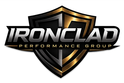 Ironclad Performance Group logo with metallic shield design.