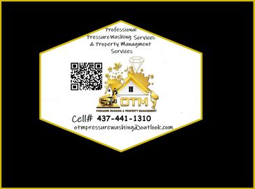 Business card for pressure washing and property management services.