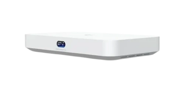 UniFi Cloud Gateway Fiber Desktop 10G with integrated 4-port 2.5 GbE switch.
