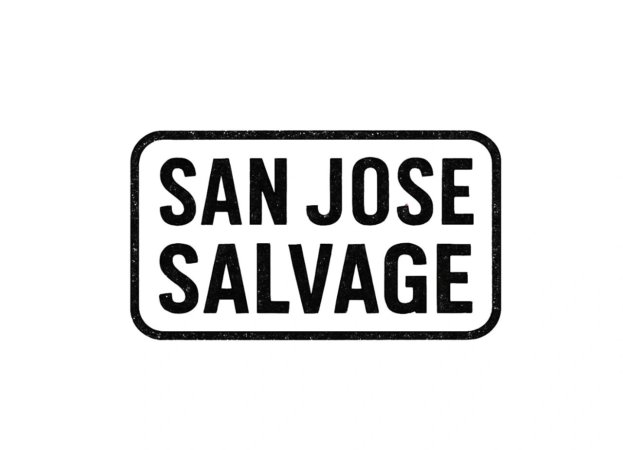 Logo with text 'San Jose Salvage' in bold black letters.