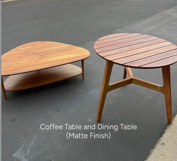 Matte finish wooden coffee table and dining table.