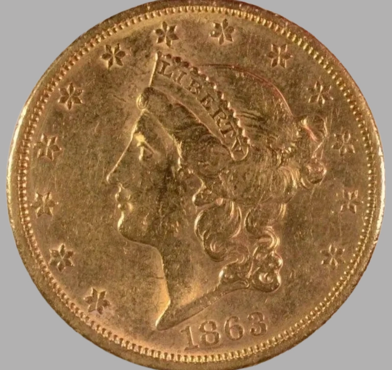 LIBERTY GOLD PLAIN CLASSIC USA Era $5 Half Eagle GOLD COIN 1863 ...