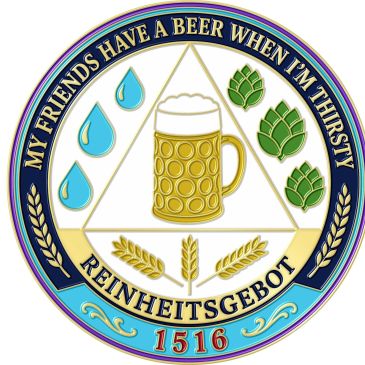 Emblem with beer mug and Reinheitsgebot 1516 text.